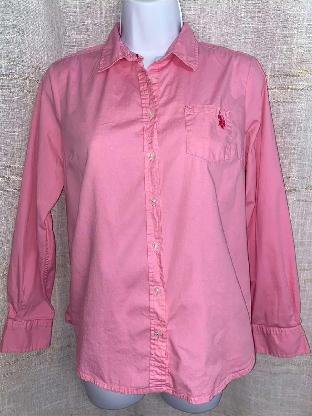 U.S. Polo Assn. Pink Long Sleeve Embroidered Logo Button Up Shirt S